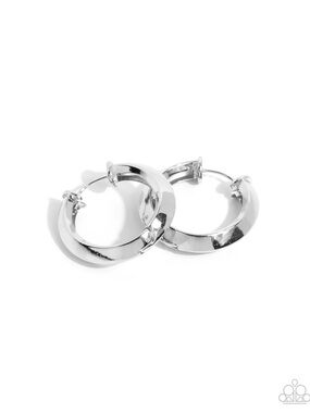 Silver Shiny Hinged Hoop Earrings - Women Jewelry